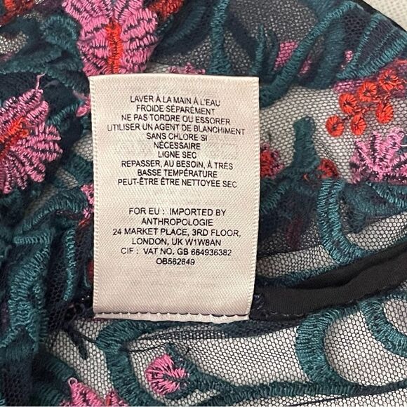 Anthro Moulinette Soeurs Floral Embroidered Lace Mesh Net Sheath Tunic Top - Picture 16 of 16